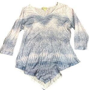 Live and let live Y2K asymmetrical hem line blue & white slight texture